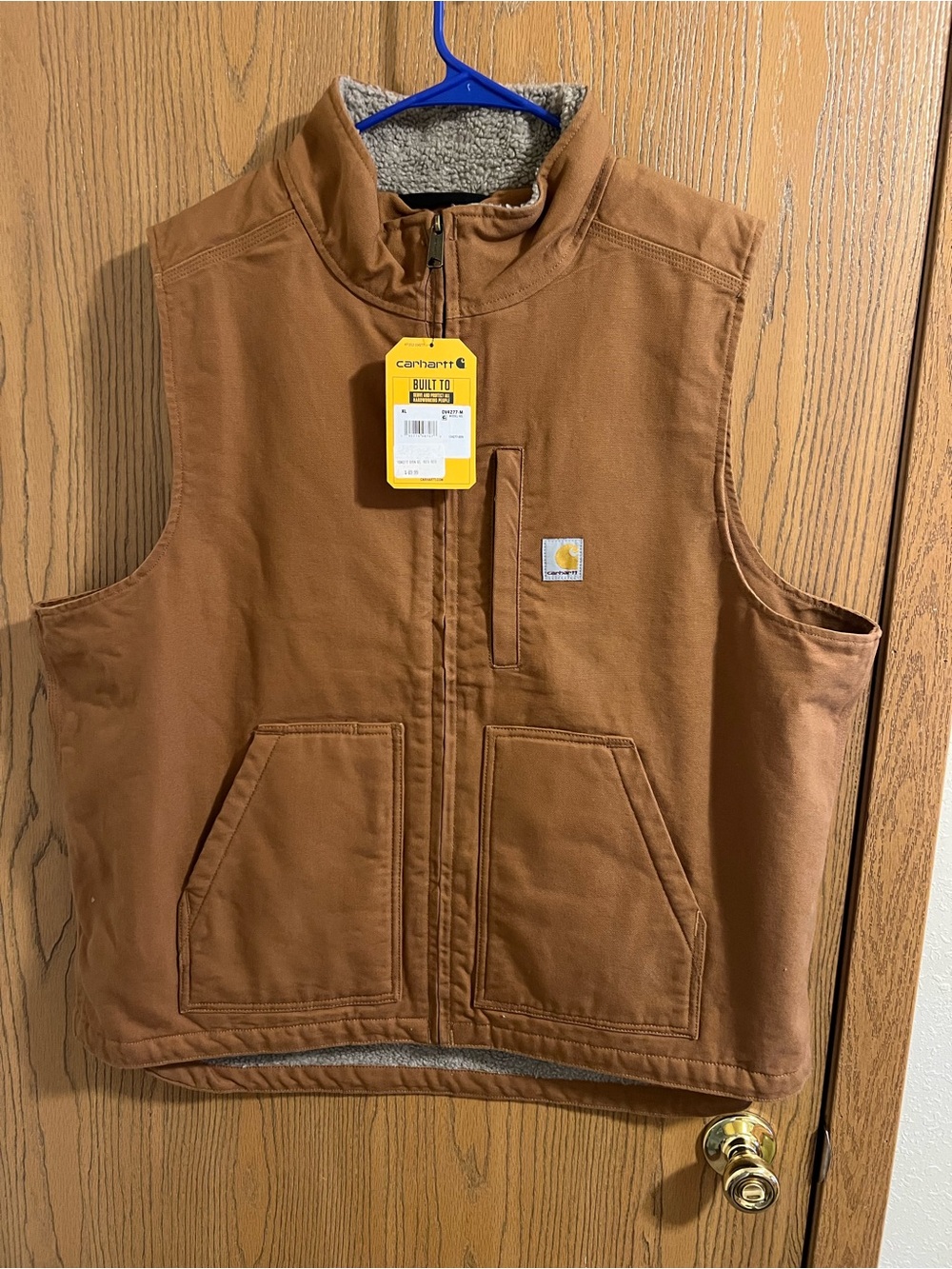 Carhartt Men’s Washed Duck Sherpa-Lined Mock-Neck Vest Size XL Vest New